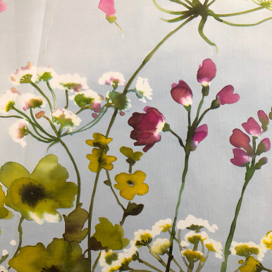 Tovaglia plastificata con stampa dipinto fiori h. 140 cm