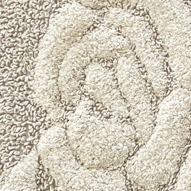 Beige cotton bath rug with embossed Rose design