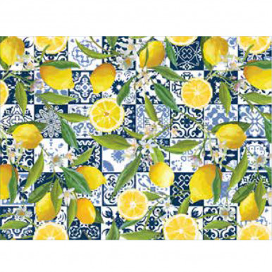 Pvc decorative carpet with Vietri majolica effect with lemons