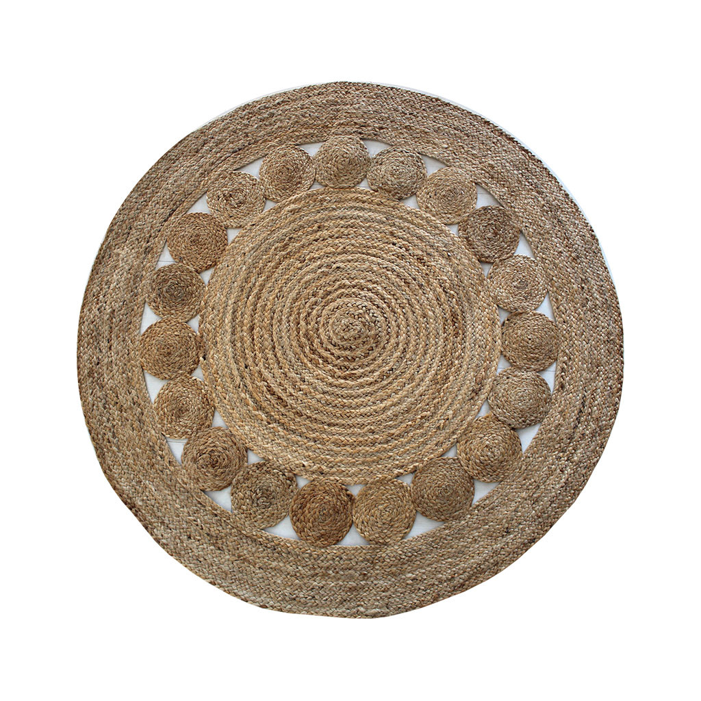 Round jute rug for rustic kitchen and living room
