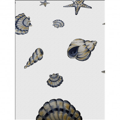 Transparent plasticized tablecloth with sea shell print h.140 cm