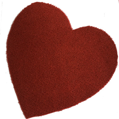 Zerbino a forma di cuore rosso in moquette rigata