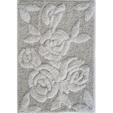 Tappeto bagno in cotone con disegno Rose in rilievo grigio