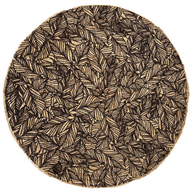 Printed Round Jute Rug for Rustic Kitchen Living Room