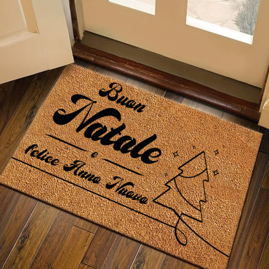 Natural coconut Christmas doormat cm. 80x50 with tree
