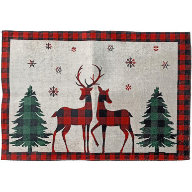 Christmas entrance mat with reindeer print
