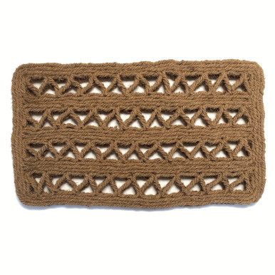 Rectangular hand-woven natural coconut fiber doormat