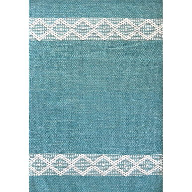 Embroidered bathroom rug in light blue 100% recycled cotton