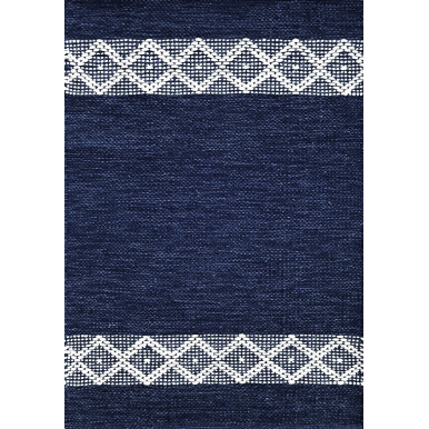 Embroidered bathroom rug in blue 100% recycled cotton