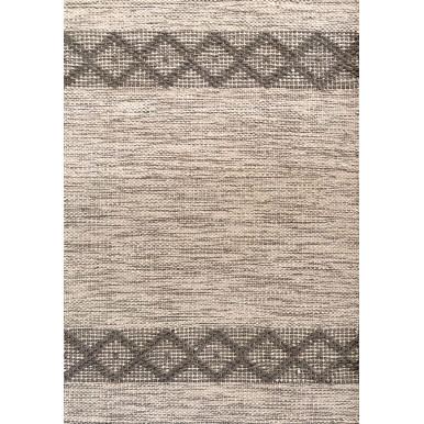 Embroidered bathroom rug in beige 100% recycled cotton